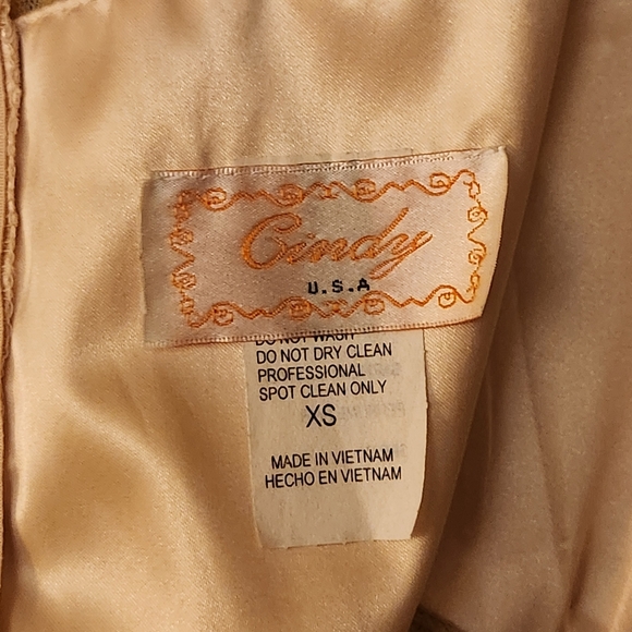 Formal dress color light gold with lace top/ designer Cindy USA, size XS - Picture 14 of 16